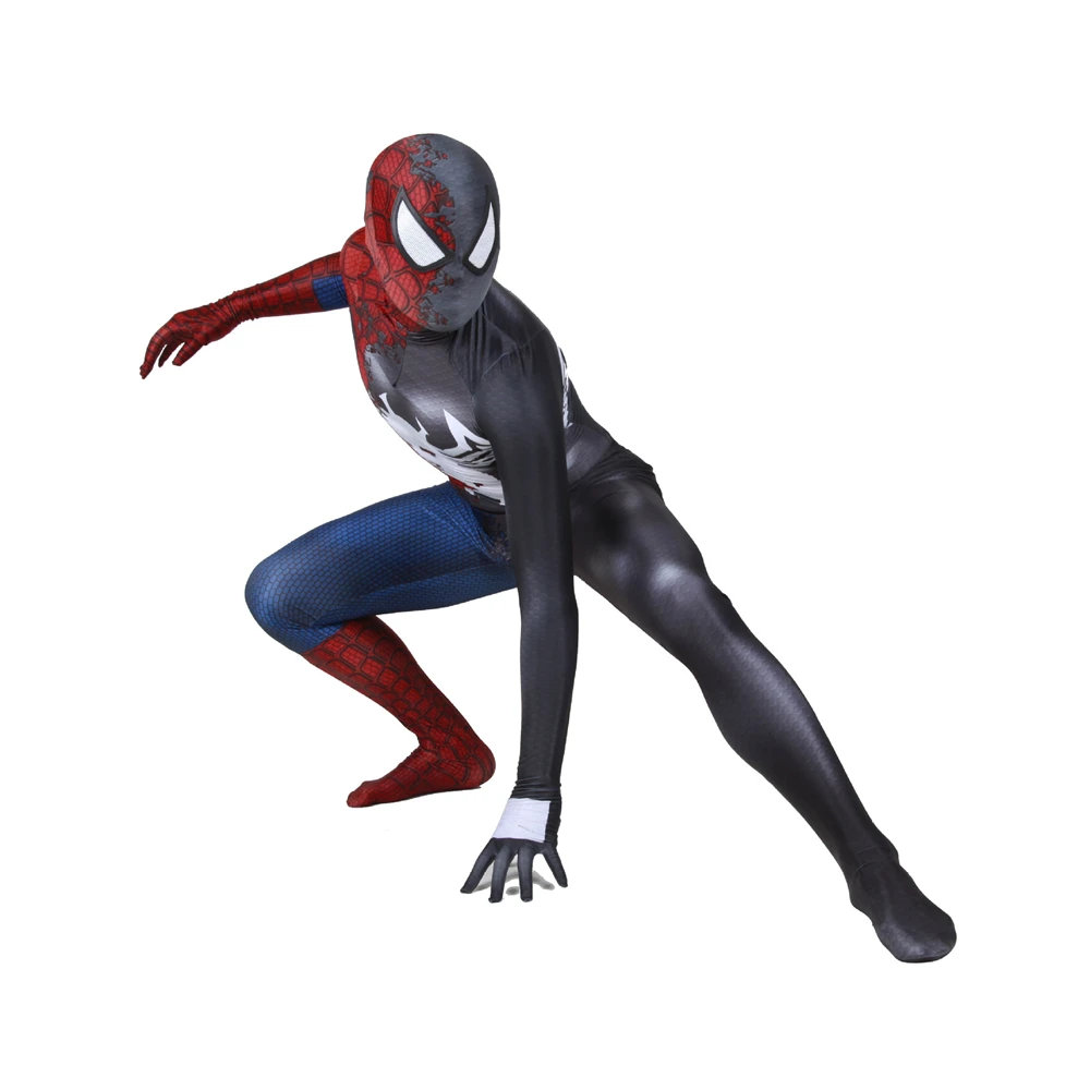 

Symbioted Venom The Amazing Spider-Man Cosplay Costume Zentai Superhero Pattern Bodysuit Suit Jumpsuits Lycra Kid Halloween