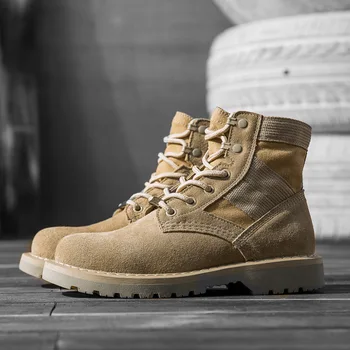 

Spring Men Military Boots Genuine Cow Leather Waterproof Tactical Desert Combat Ankle Boot Men's Army Work Shoes 2020
