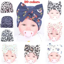 Унисекс для новорожденных девочек, большая шапочка с цветком, шапка, больничная шапочка, Осень-зима, теплая мягкая вязаная хлопковая шапка для детей 0-3 месяцев