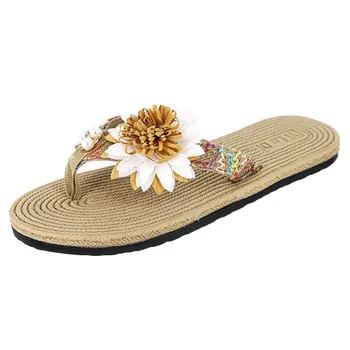 

Women High Quality Beach Summer Slippers Bohemian Clip Toe Flip Flops Non-Slip Flats Slippers New Design Beach Shoes #5.2