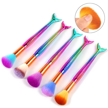 

New Colorful Fish Shape Nail Art Brush Soft Nail UV Gel Nail Polish Nylon Brush Manicure Pedicure Dust Remove Angle Clear Tools