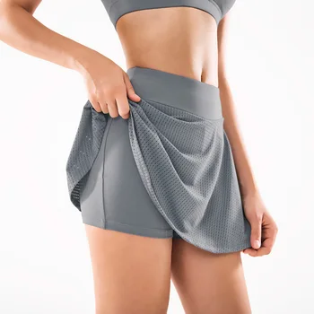 

Yoga Skirt Women Running Fitness Mesh Design Breathable Sports Short Skirt High Waist Sexy Yoga Anti-light Design Short Skirt