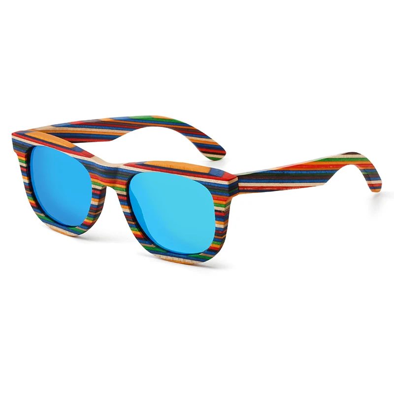 Retro Handmade Colored wooden frame sunglasses Polarized women men multicolor sun glasses Beach Anti-UV eyeglasses for Driving