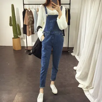 

New Women Ripped Denim Jumpsuits Casual Sexy Stretch Romper Simple Denim Pencil Overalls Stretch Slim Dungarees