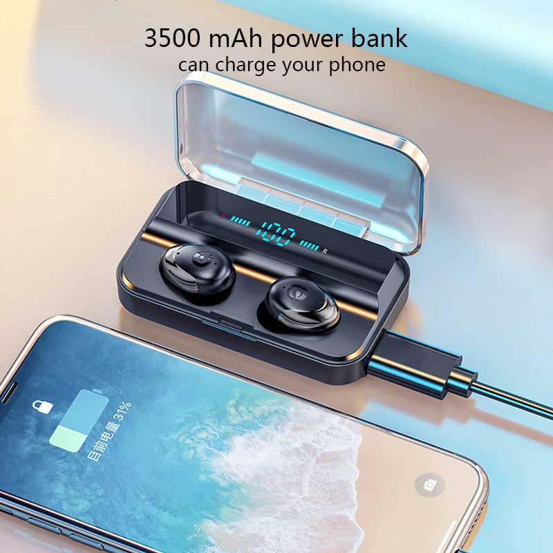 X5 Bluetooth V5.0 наушники беспроводные наушники стерео Спортивные Беспроводные наушники гарнитура 3500 мАч Мощность для iPhone Xiaomi