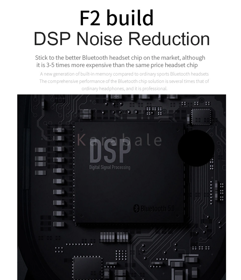 Karabale F2 TWS Bluetooth наушники, водонепроницаемые сенсорные беспроводные наушники, HD Стерео шумоподавление игровая гарнитура