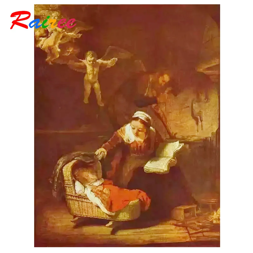 Rembrandt Классическая картина &quotСвятая семья&quot 5D DIY Алмазная полностью вышивка