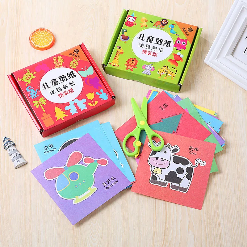 

96pcs/set Handmade Paper Cut Book Craft Paper Children DIY Handmade Book Scrapbooking Paper Toys for Kids Learning Toys