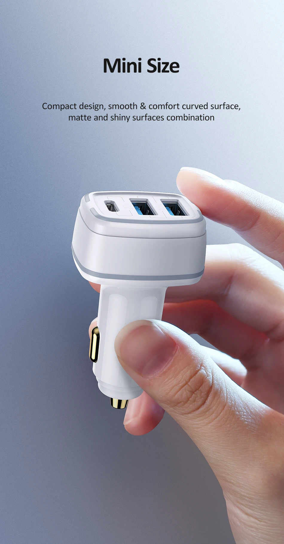 USAMS 80W Car Fast Charger with 3 Ports USB Type C PD 3.0 QC3.0 Quick Charge US-CC126 24 Hda806c88d8e741f0afc45a41c74aef0ez