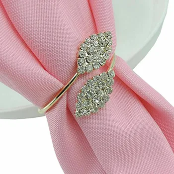 

6pcs Wedding Banquet Dinner Napkin Ring Exquisite Flower Rhinestone Holder Hotel Restaurant Dedicated Mouth Cloth Napkin