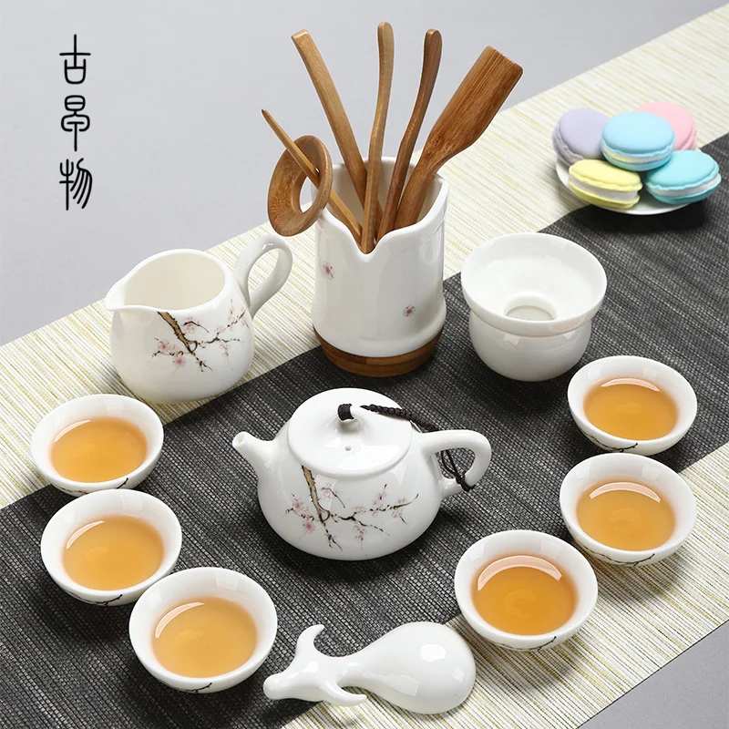 G Фарфоровый чайный набор conjunto de cha для путешествий Juego de te teaset ceremony gaiwan Juegos de te flower посуда кунг-фу - Цвет: G