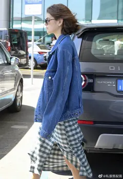 

2020 Spring Autumn Dark Blue Loose Light Blue Denim Jacket Women Denim A2