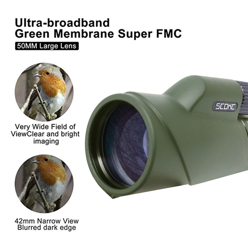US $59.15 Scokc Zoom Monocular 10 20x50 Bak4 Prism Powerful Telescope Monocular Waterproof Hunting Goods For Camping