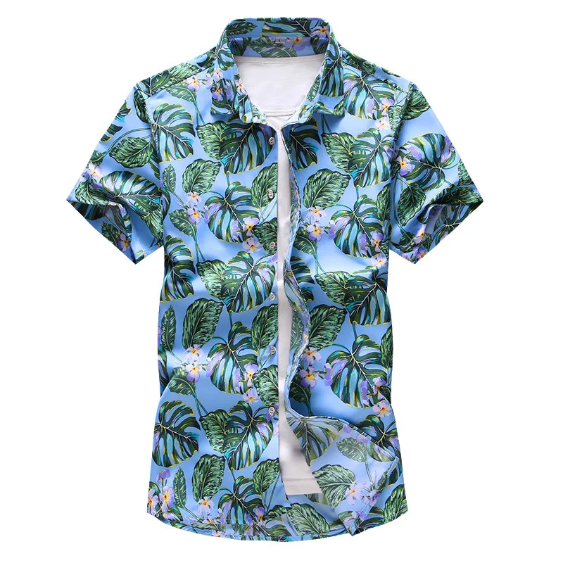 

Plus Size 5XL 6XL 7XL Brand Hawaiian Shirt Men 2020 Summer New Fashion Casual Short Sleeve Flower Shirt Male Brand Clothes