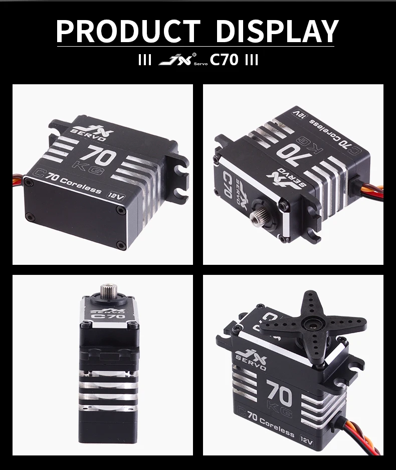 JX C70 70 кг с высоким крутящим моментом, полностью металлический корпус, полый стакан высокого давления, металлический сервопривод для радиоуправляемого автомобиля, лодки, вертолета, аксессуары