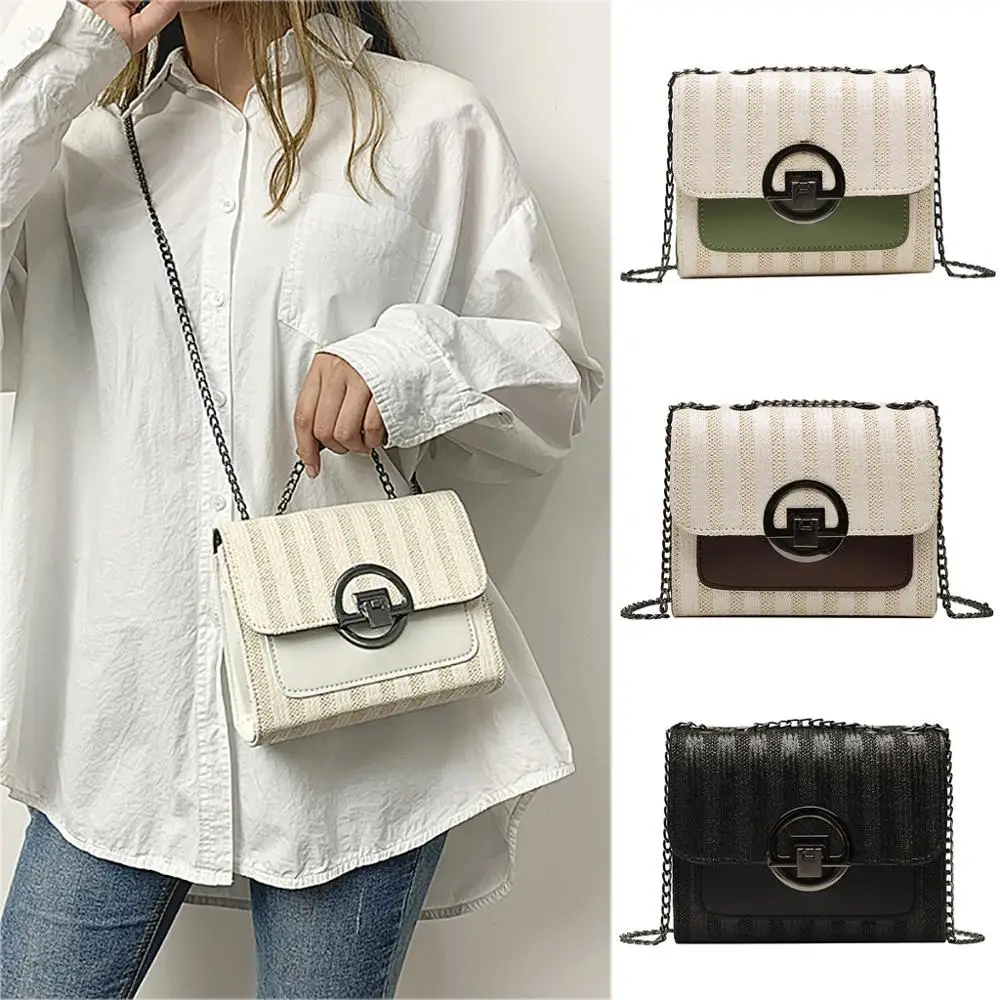 

Crossbody Bags Luxury Handbags Women Bag Designer Fashion Chain Contrast Woven Shoulder Slung Small Square bolsa feminina 2