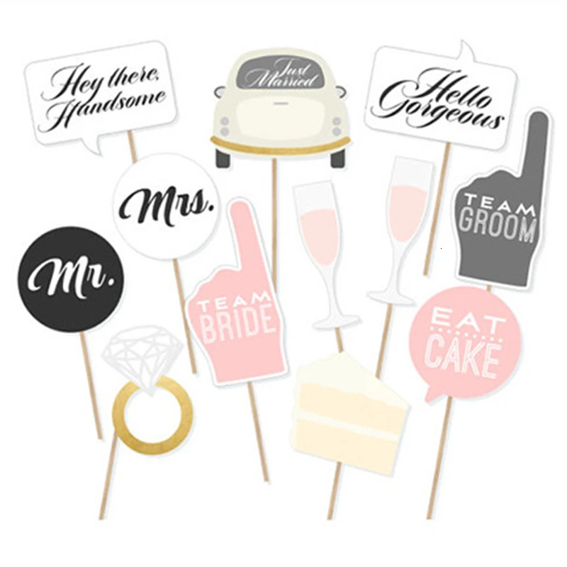 12PCS Реквизит для фотобудки вечерние очки шляпа с усами Babyshower фото стенд Свадебные украшения реквизит для фото Выпускные вечерние украшения - Цвет: 12PCS