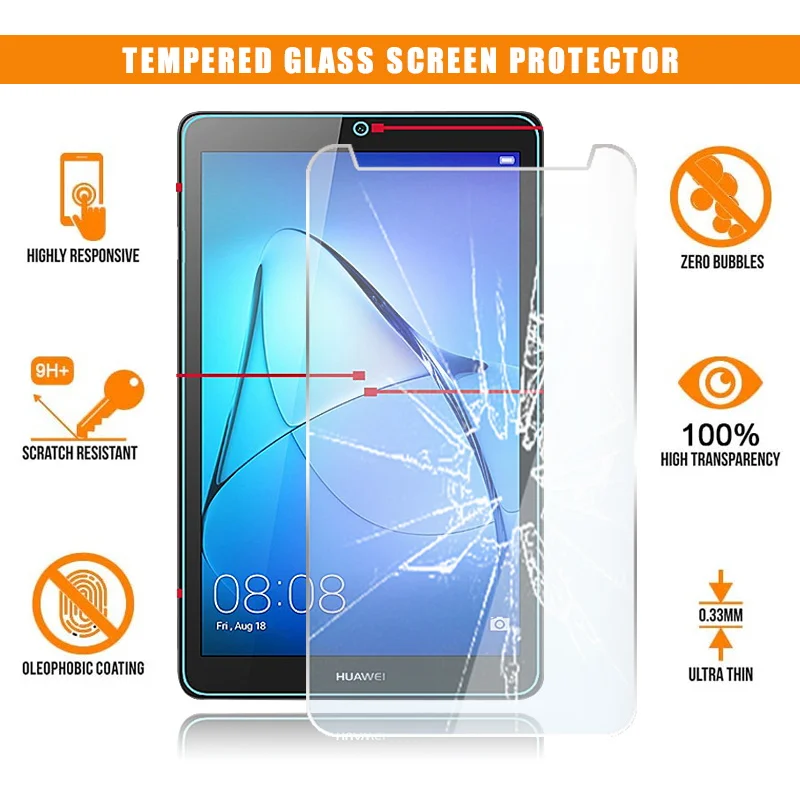 

Защита экрана для планшета Huawei MediaPad T3 7,0, закаленное стекло 9H премиум класса, устойчивое к царапинам, пленка с защитой от отпечатков пальцев