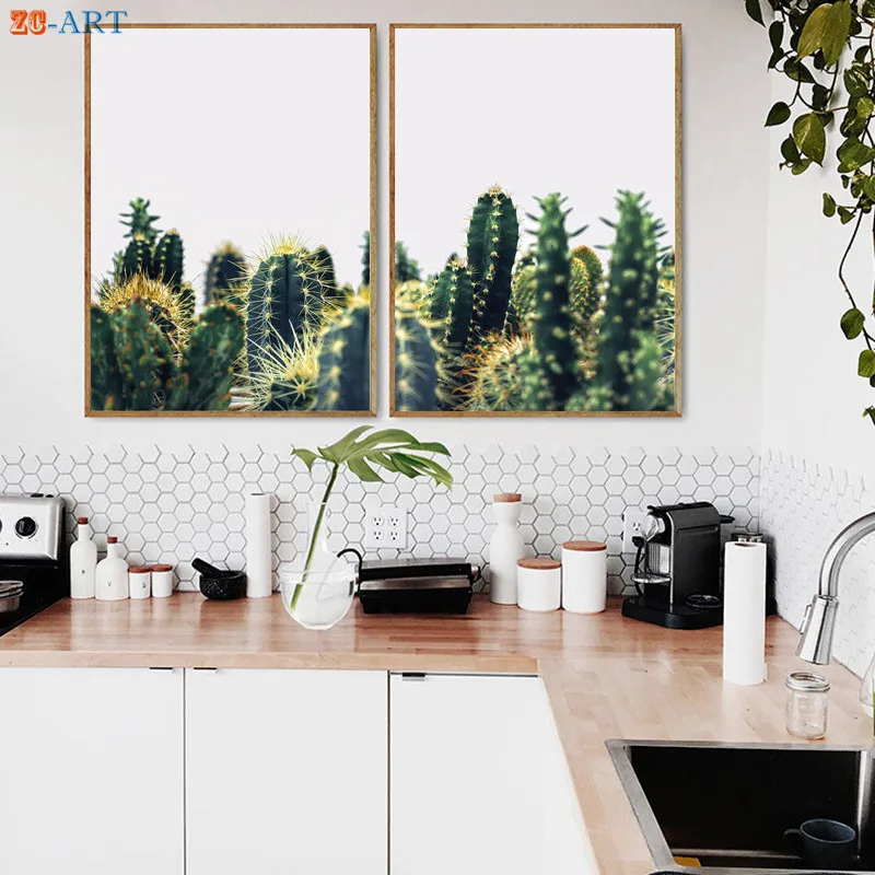 Растительным принтом кактус Wall Art Противоударная заданяя плакат минималистское