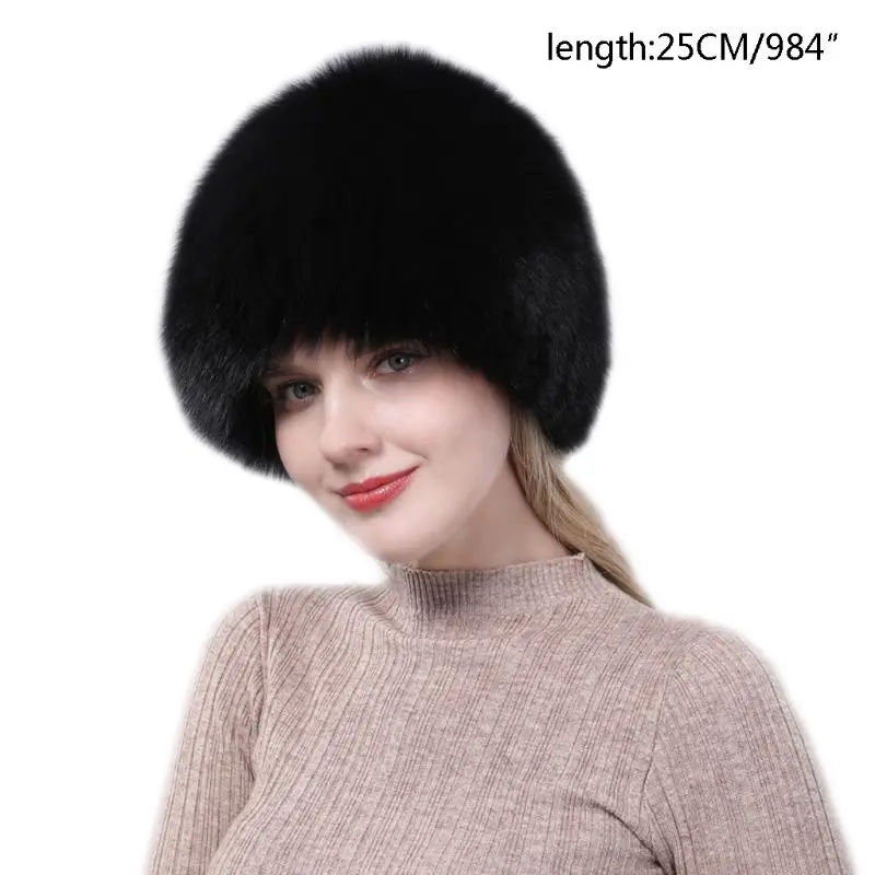 New Luxury Natural Real Fur Beanies Cap Knitted Hats Russian Winter Thick Warm Fashion Hat Women Winter Knitted Real Fur