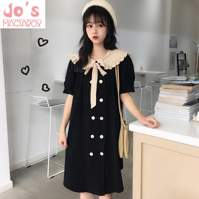 Летнее женское платье с милым бантом и воротником Питер Пэн повседневное