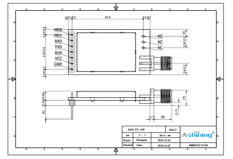 LoRa SX1278 433MHz 100mW беспроводной радиочастотный модуль IoT трансивер ASHINGING AS32-TTL-100 UART дальний передатчик