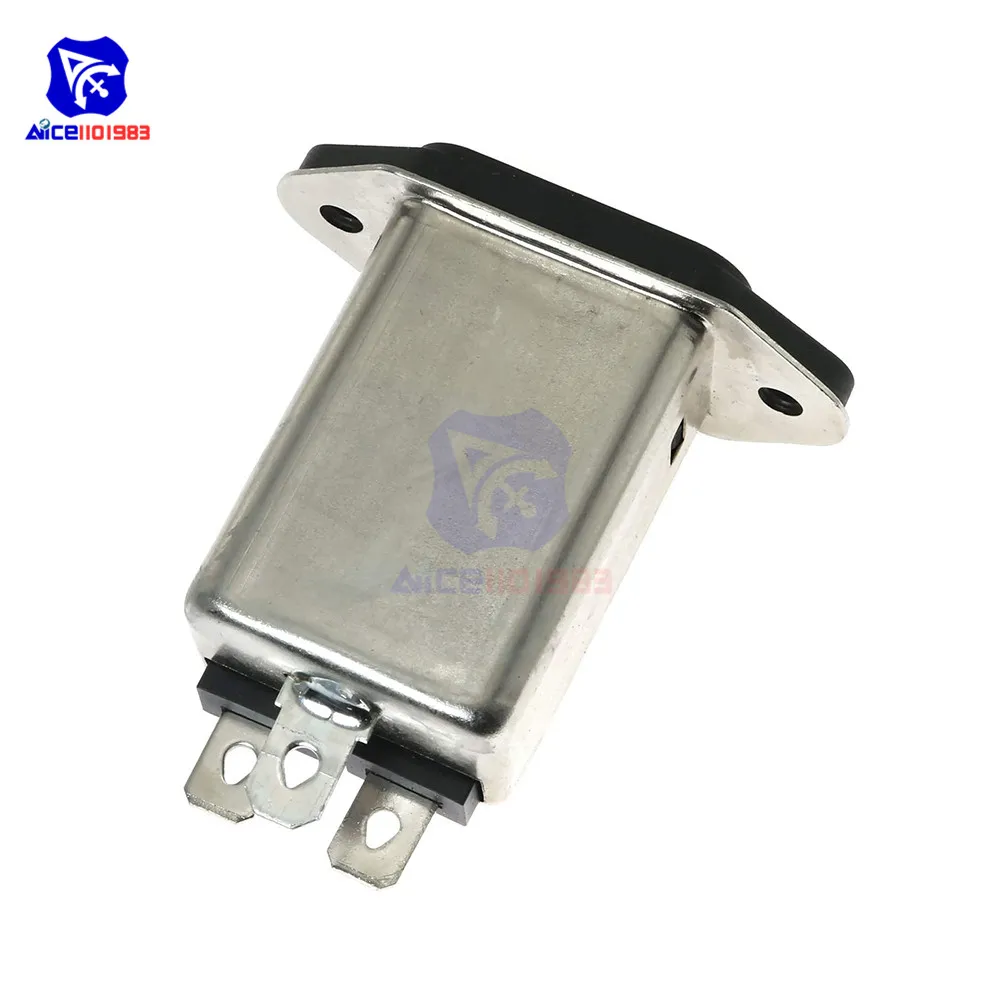 Power Filter Module AC 250V 10A IEC 320 C14 Male Plug 3 Pins PCB Panel Power Socket Connector EMI For Fitness Equipment