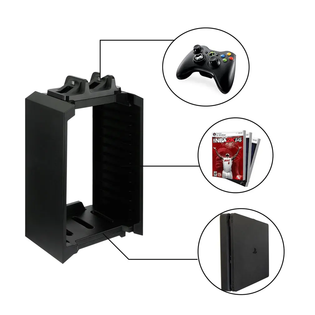 Многофункциональная вертикальная подставка для PS4 Pro/PS4 Slim/PS4/X-ONE S компактный портативный прочный простой черный