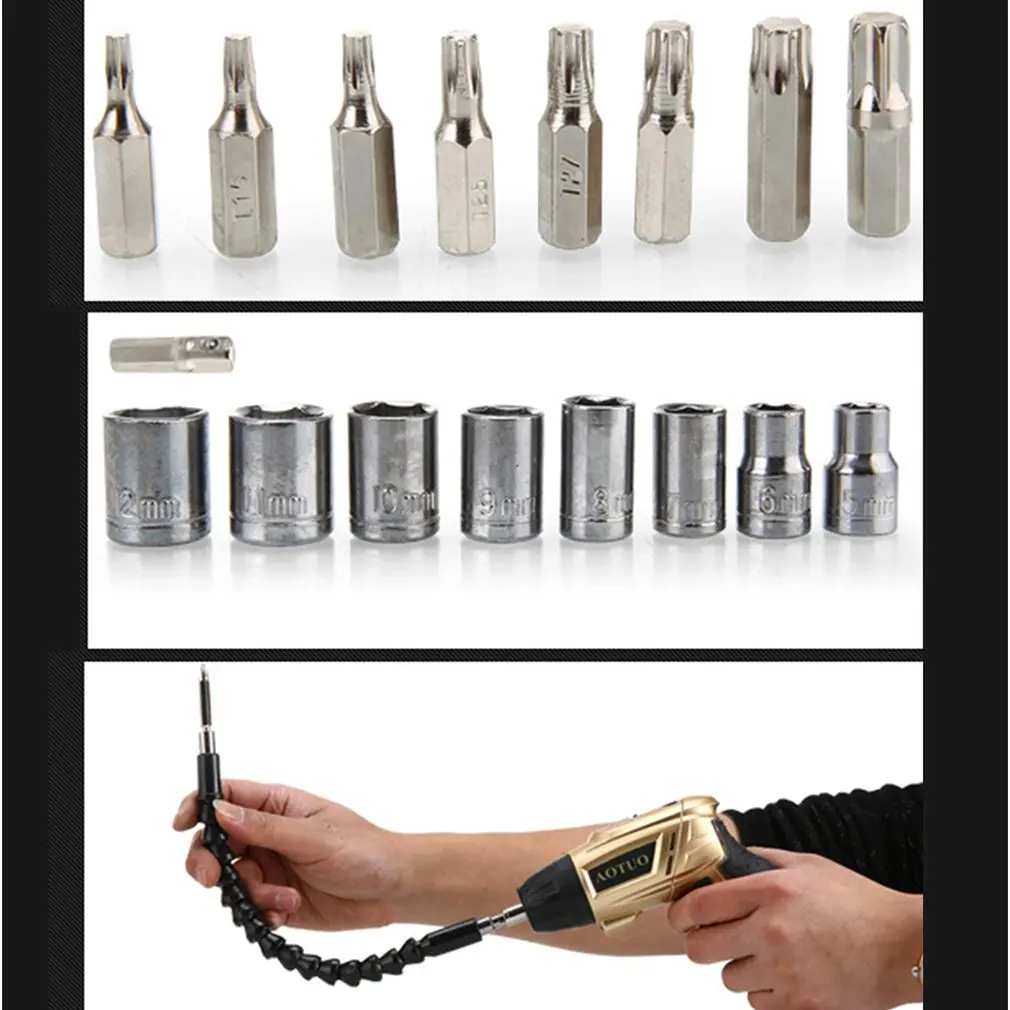 46Pcs Wireless Handheld Electric Screwdriver Set Household Rechargeable Drill Gun Tools Multi-function Screwdrivers