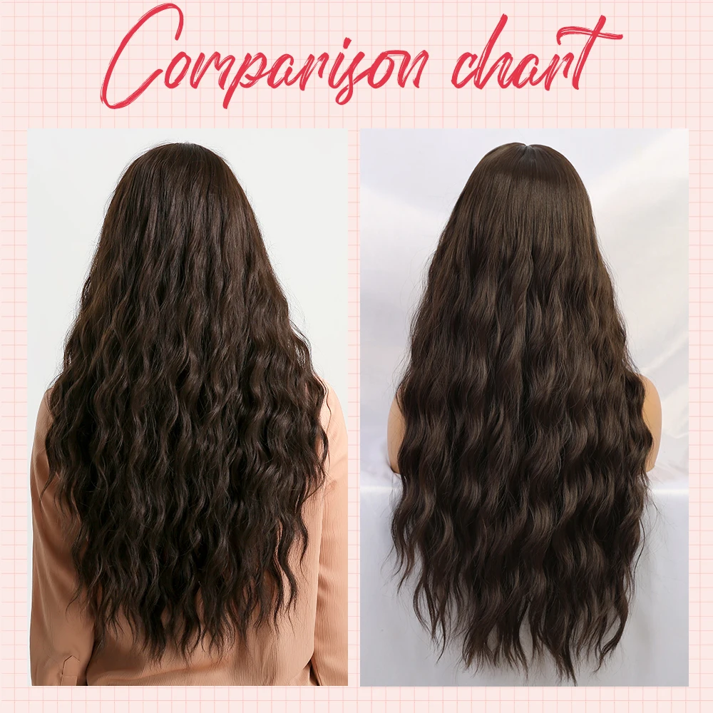 Inhaircube Длинные темно-коричневые вьющиеся Лолита парик синтетические половина натуральных волос парики с челкой для женщин Косплей INS волосы