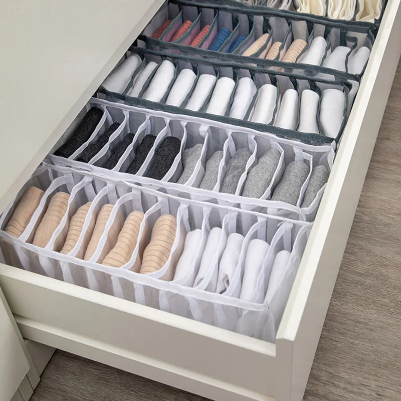 1 piece Home Storage Box For Underwear Socks Bra Organizer Box Washable Drawer Divider Space Saving Women Closet Organizer