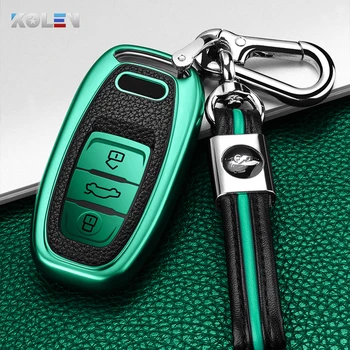 Custodia per chiave a distanza per auto in pelle TPU Shell per Audi A1 A2 A3 A4 A5 A6 A7 A8 Q3 Q5 Q7 Quattro accessori senza chiave Car Styling - Custodia per chiave a distanza per auto in pelle TPU Shell per Audi A1 A2