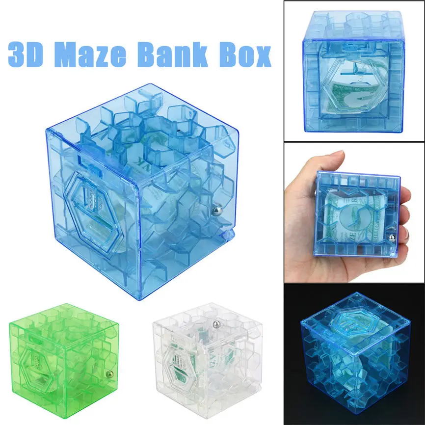 

3D Cube Puzzle Cube Model Money Maze Bank Saving Coin Collection Case Box Brain Game Funny Gadgets Interesting Toys For Children