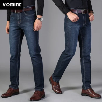 

2020 Vomint pants men's casual cotton autumn denim straight cotton loose work long pants jeans blue black pants
