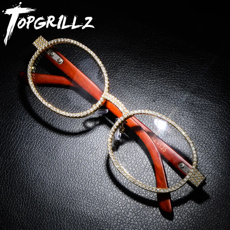 TOPGRILLZ Модные мужские очки оправа женские круглые прозрачные линзы ледяной фианит