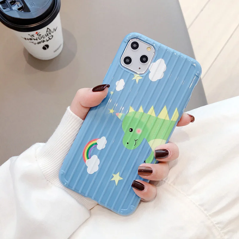Чехлы с рисунком динозавра для iPhone 11Pro Max X 7 8 6 6S Plus 3D полосатая мягкая ТПУ задняя крышка для iPhone 11 XS Max XR чехол Coque - Цвет: 1