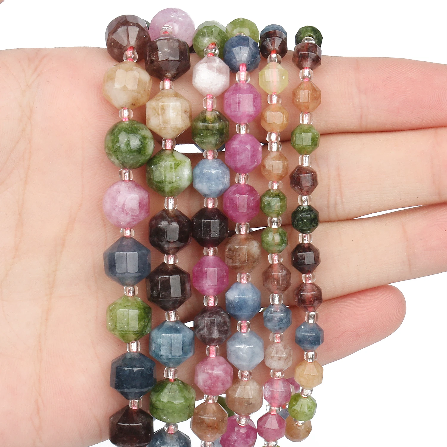 

6 8 10mm Imitation Tourmaline Natural Stone Faceted Bead OLive Shape Loose Stone Bead For Jewelry DIY Making Bracelet Necklace