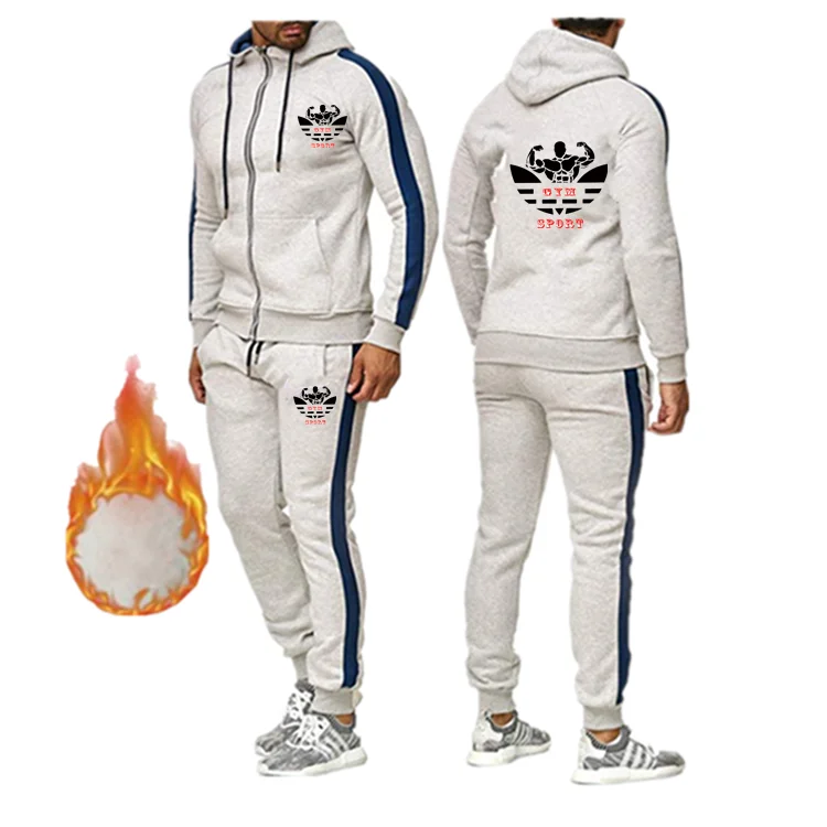 New Tracksuit Men Sporting Fleece Thick Hooded Brand-Clothing Casual Sportswear Male Jacket+Pants Warm Outside Winter Sweatshirt - Цвет: 5