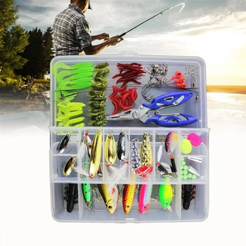 

101 Pcs Fishing Lures Kit Lures Hooks for Fishing Tackle Box Spinners VIB Treble Hooks Single Fishing Accessories