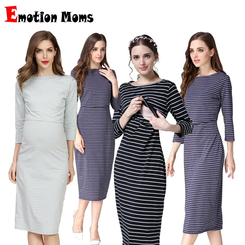 New Spring Striped Maternity Breastfeeding Dresses Pregnancy Clothes Women Pregnant Nursing Lactation Dress Drop Shipping