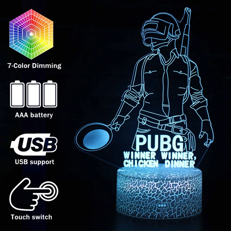 Battle royale фигурка Solider Настольный светильник PUGB 3D иллюзия модная лампа креативные