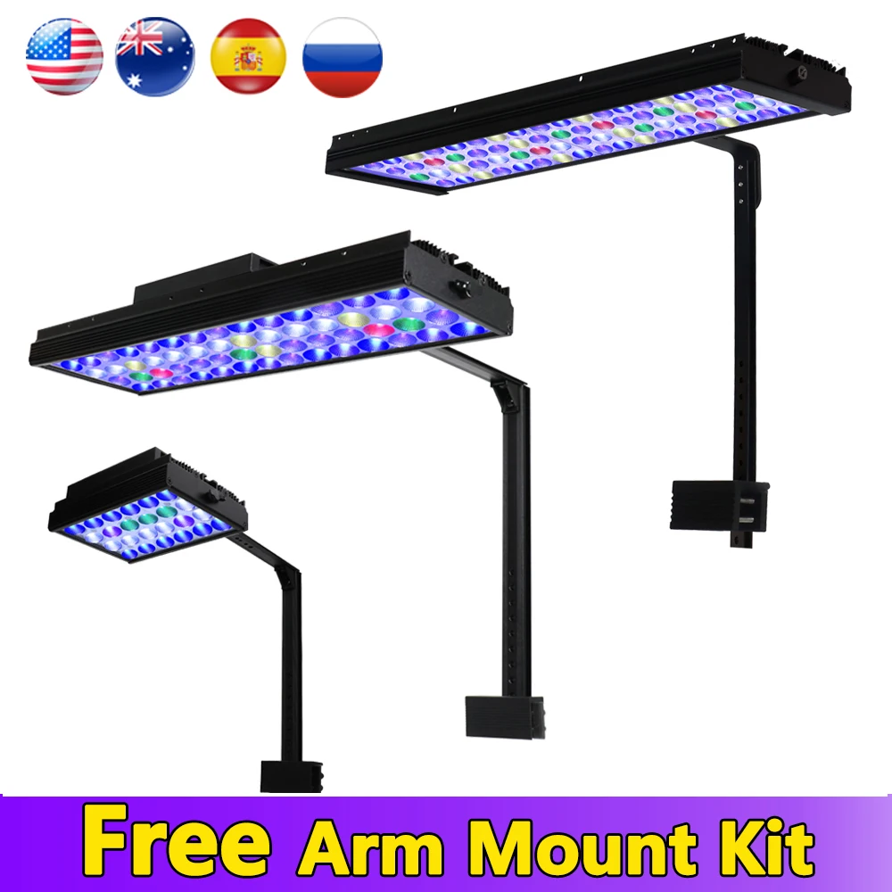 

PopBloom Marine Aquarium Lighting, Reef Coral Led Aquarium Lamp, Led Reef Tank, SPS/LPS Growth Lights with Arm Mount Kit