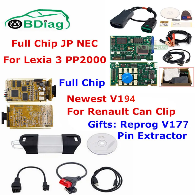 Диагностический инструмент для Renault Can Clip V194 + Lexia 3 PP2000 Diagbox FW 921815C Golden PCB SYPRESS