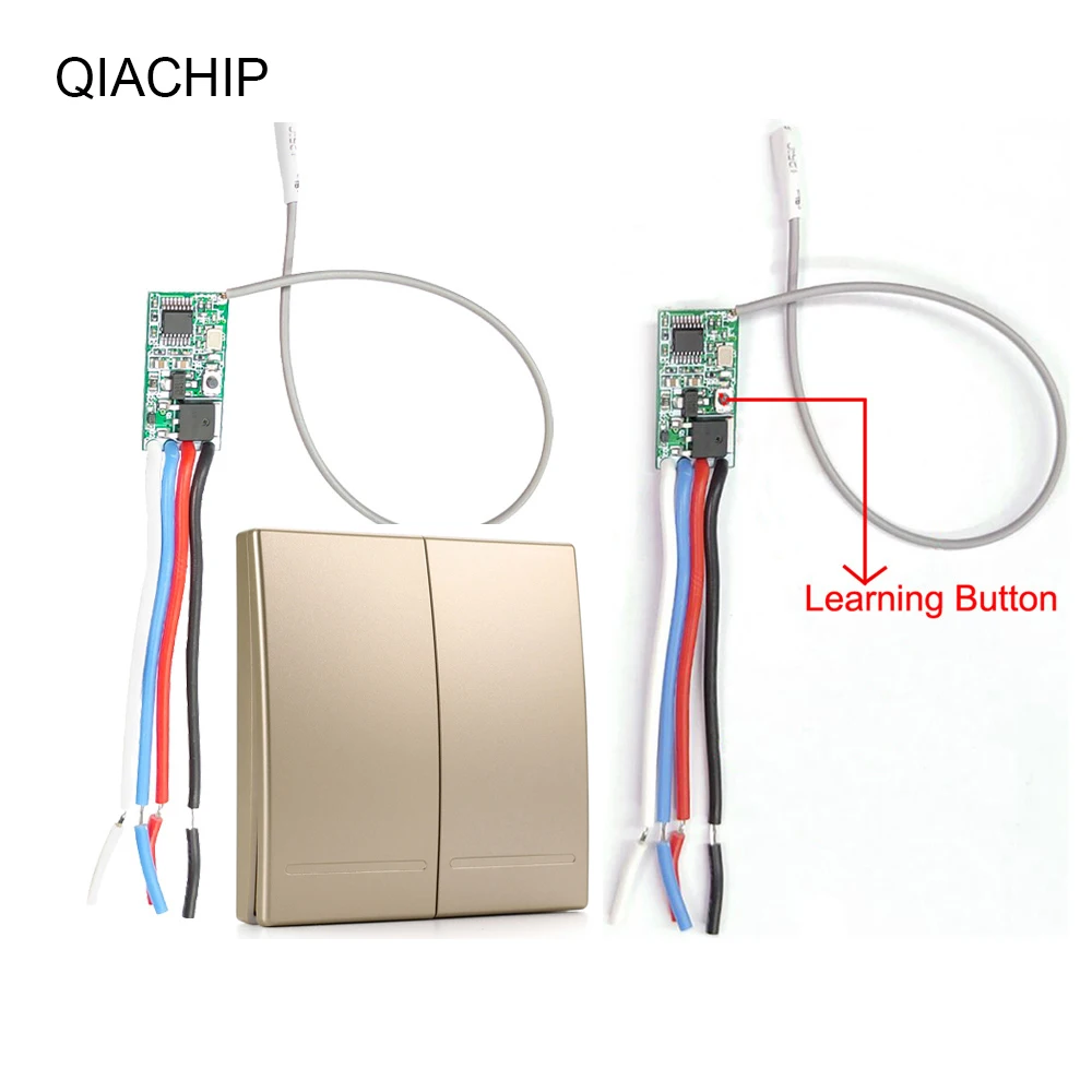 1 RC and 2 Receiver QIACHIP 433 МГц DC 12 В 24 В 1 CH беспроводной пульт дистанционного управления рч приемник управление Лер мини модуль светодиодное освещение настенный переключатель панели - Цвет: 1 RC and 2 Receiver