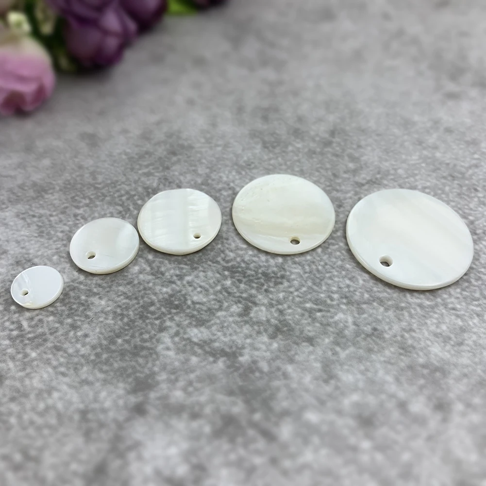 Natural Shell Round Pendant For DIY Handmade Earring Jewelry Making Mother of Pearl Charms Findings Accessories Parts 10PCS natural shell ornaments