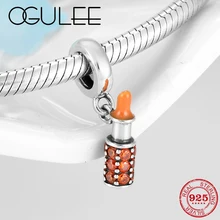 Новинка 925 стерлингового серебра DIY изысканные Очаровательные Подвески для губной помады из бисера Fit женский браслет Pandora Изготовление ювелирных изделий из драгоценных камней