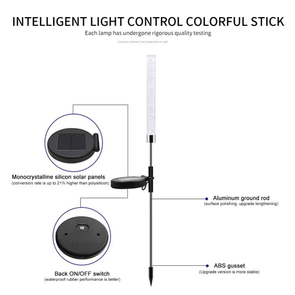 Солнечные садовые фонари Уличные, солнечная трубка, солнечный акриловый пузырьковый свет, водонепроницаемый RGB цвет, меняющий светодиодный Солнечный свет