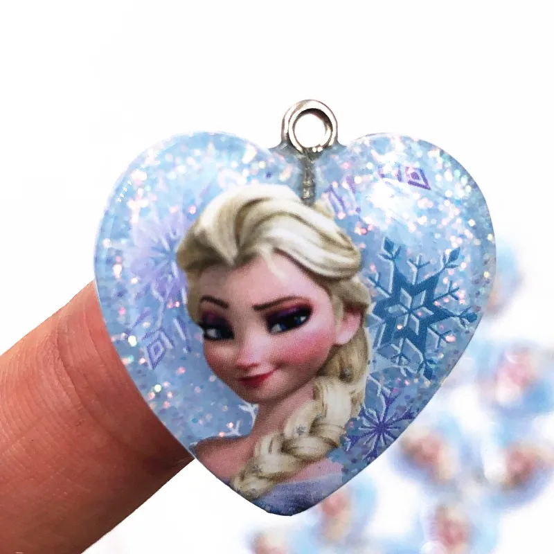 

New Pack 5Pcs/lot Anna Elsa Mermaid Princess Queen Diy Jewelry Accessories Charms Pendant with hole Crafts Ornaments Girls Gift