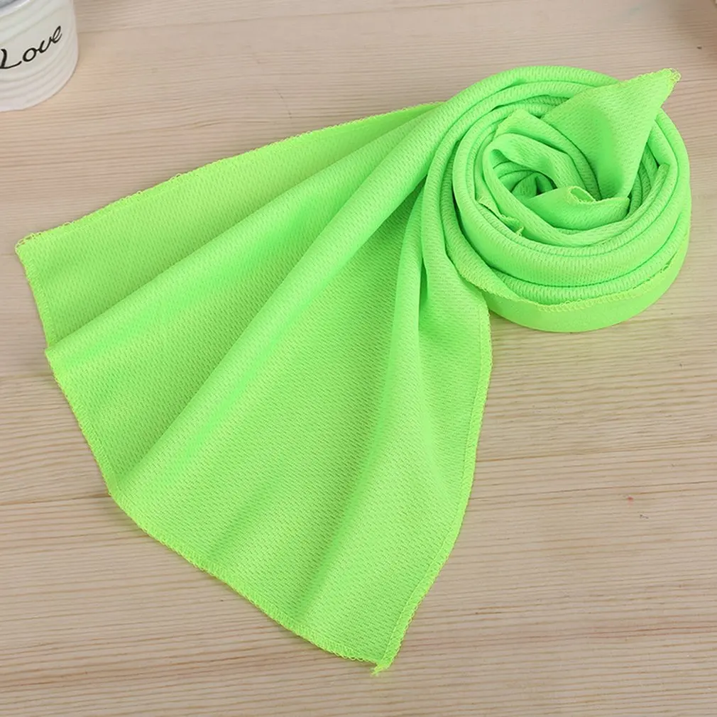 lighting green Южнокорейское волшебное холодное полотенце, спортивное, летнее, стойкое, холодное полотенце, монохромное, полностью полиэфирное, холодное, шелковое полотенце - Цвет: lighting green