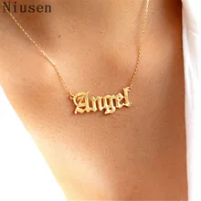 Милый ангел Старый английский шрифт ожерелье из нержавеющей стали буквы подвески прекрасный подарок для женщин девочек